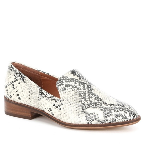 - NIB Grey Ivory Leather Snakeskin Chelsea & Violet Jenna Slip-on Loafer Shoe - Picture 1 of 8